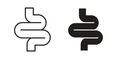 Obraz premium Gut constipation icons in trendy flat style. Icon design, logo, app, UI. Vector illustration