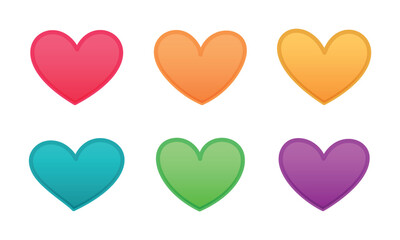Vector Hand Drawn Colorful Heart Icon Set