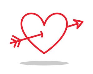 Vector Valentine's Day Heart With Arrow Icon Symbol