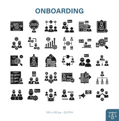 Onboarding Process Vector Glyph Icons Set