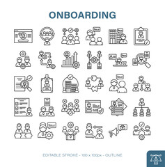 Onboarding Process Vector Outline Icons Set