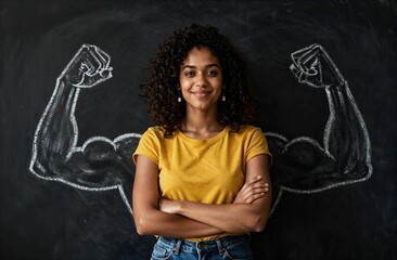 Confident woman showing strength and empowerment concept