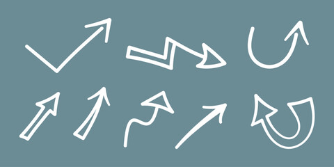 Vector Hand Drawn White Arrow Icon Set
