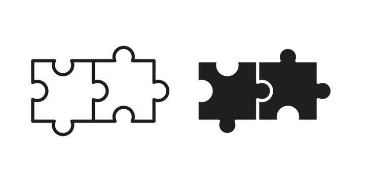 Puzzle compatible icons in trendy flat style. Icon design, logo, app, UI. Vector illustration