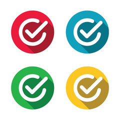 Vector Check Mark With Circle Icon Set