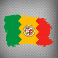 Flag of Los Angeles is city USA from brush strokes. State of California.  Flag of Los Angeles on transparent background for your web site design, app, UI. United States. EPS10.