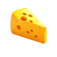 A vibrant yellow wedge of Swiss cheese featuring characteristic holes and a smooth texture.