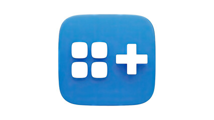 Obraz premium Blue rounded square icon with four squares and a plus sign