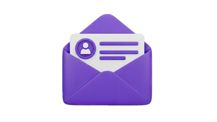 3D Icon of an Envelope with a Profile Card Inside