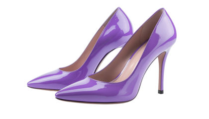 Purple patent leather pointed-toe high heels