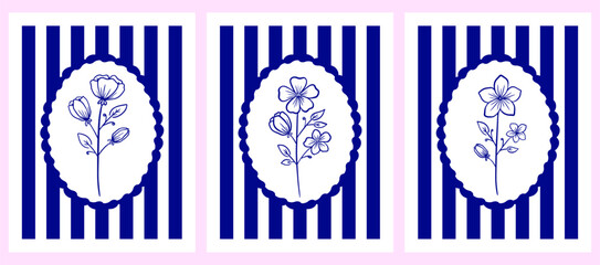 Botanical Poster Set with Elegant Plant Inspired Natural Decorative Elements