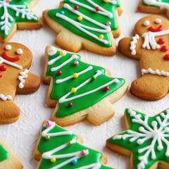 Macro Detail of Icing Texture on Golden Christmas Cookies