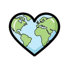 Heart Shaped Earth Globe Illustration Green Blue