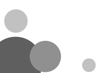 Abstract gray overlapping circles geometric background. Minimalist grey round shapes layout with copy space. Simple gray circle pattern on white
