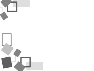 Abstract gray scattered squares background. Geometric grey block corner border design. Modern gray square pattern with copy space