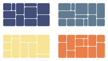 Wide layout abstract form bento photo collage set for banner and post design