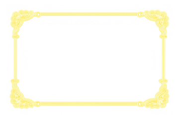 Golden ornate frame with decorative borders, elegant vintage style element for invitations and certificates, transparent background