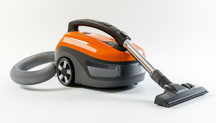 Fototapeta premium orange vacuum cleaner isolated on white background