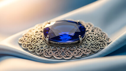 Obraz premium Capture the timeless elegance of a sapphire brooch, a perfect symbol of refined luxury and enduring style, ideal for jewelry designs and promotions.