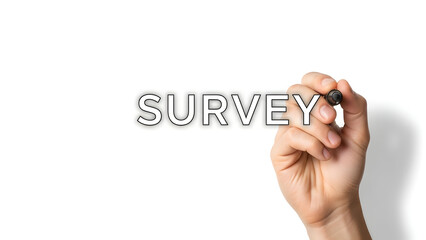 Crafting a survey is easy with the right tools, and this image shows the concept of creating a survey with a marker on a white background, done well.