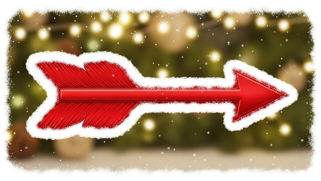 christmas decoration on snow arrrow