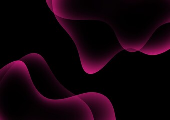 Abstract magenta flowing shapes on black background 