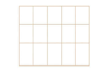 Grid outline forming nine squares on a transparent background, design element for template, mockup, or guide