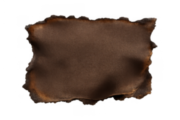 Burnt brown paper piece with charred edges and a vintage texture, creating an aged, antique background effect