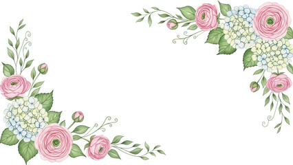 Hand Painted Elegant Watercolor Corner