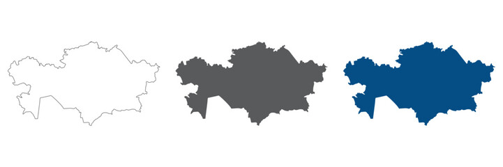 Kazakhstan map plain set. Map of Kazakhstan in blank set.