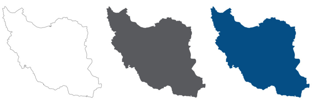 Iran map plain set. Map of Iran in blank set.