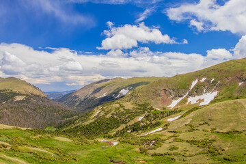 Sunny view of the beautiful landscape in Rocky Mountain National Park.