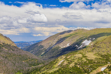 Sunny view of the beautiful landscape in Rocky Mountain National Park.