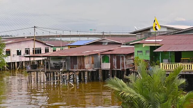 Brunei's Famed water village Kampong Ayer in Bandar Seri Begawan, Brunei