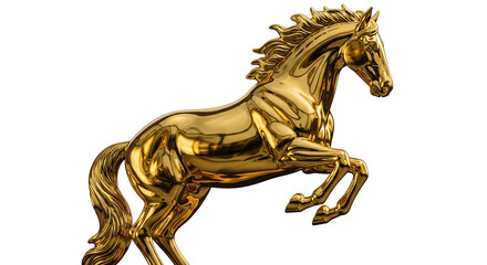 Golden Horse Statue: Symbol of Wealth and Power on White Background for Elegant Design