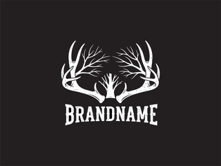 White Deer Antlers Logo Design Element.