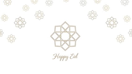 Simple Eid greeting card design with octagram pattern on white background