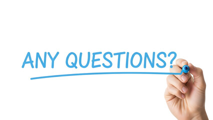 A clear message asks for inquiries, prompting interaction and engagement from the audience in a bright and professional environment for all to see.