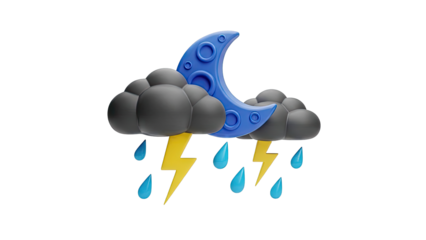 3D Nighttime Storm Weather Icon