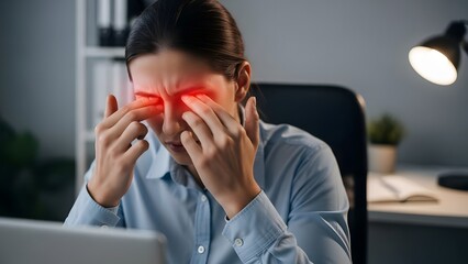 Faceless Office Worker Rubbing Eyes - Office Worker Experiencing Eye Strain and Visual Fatigue