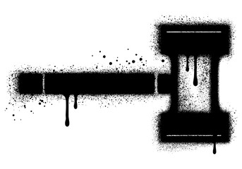 judge's gavel icon graffiti with black spray paint. vector illustration.