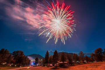 July 4th Celebration fireworks over Lake Estes Park