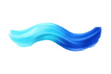 Blue flowing brush stroke creating an abstract wave with paint texture, artistic isolated design element