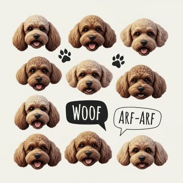 Dog illustration repeating pattern design on white background