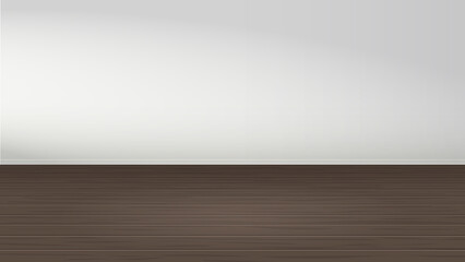 Empty Room Background with Dark Wooden Floor and White Wall, Realistic Vector Illustration for Interior Design Mockup