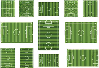 Diverse Collection of Green Soccer Field Illustrations for Design Projects
