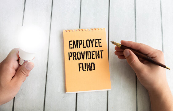 EPF, employees provident fund symbol. Wooden blocks with words 'EPF, employees provident fund'.