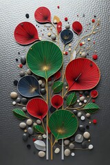 Fototapeta premium Red and green leaves on isolated background