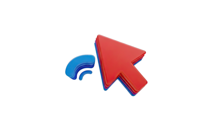3D Red Cursor and Blue Wi-Fi Symbol