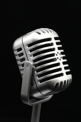 Close-up of a microphone for online podcasting